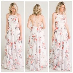 Floral Chiffon Maxi Dress (S)